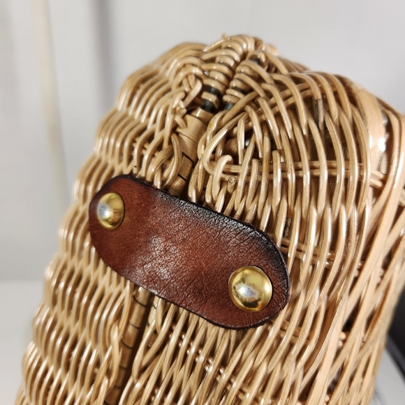 Vintage coated wicker shoulder purse corliss british crown colony of hong kong - Picture 5 of 16